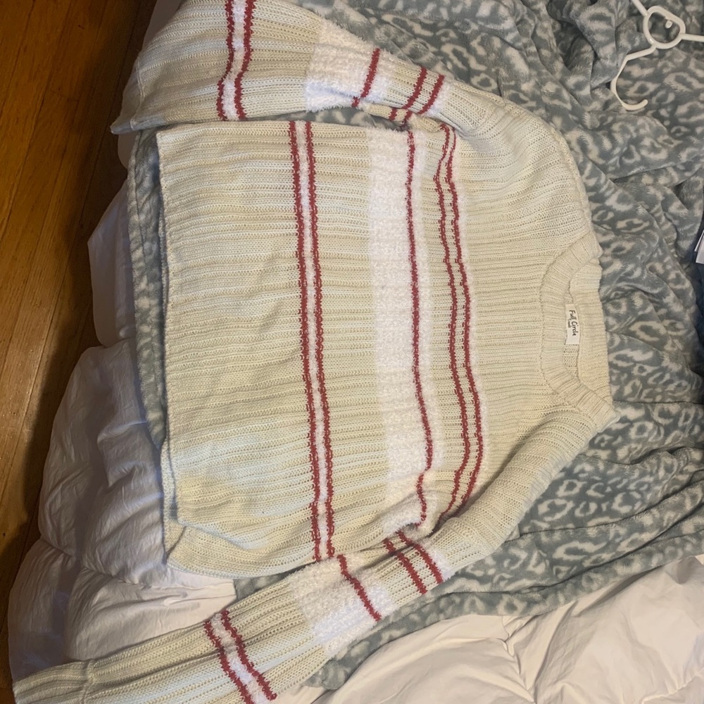 Cozy white and red sweater!!! Seriously soooo soft